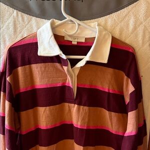 LOFT Multicolor Striped Polo Shirt